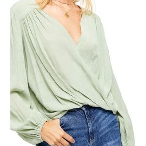 NEW WITH TAGS Free People Check On It Frosted Fern Blouse